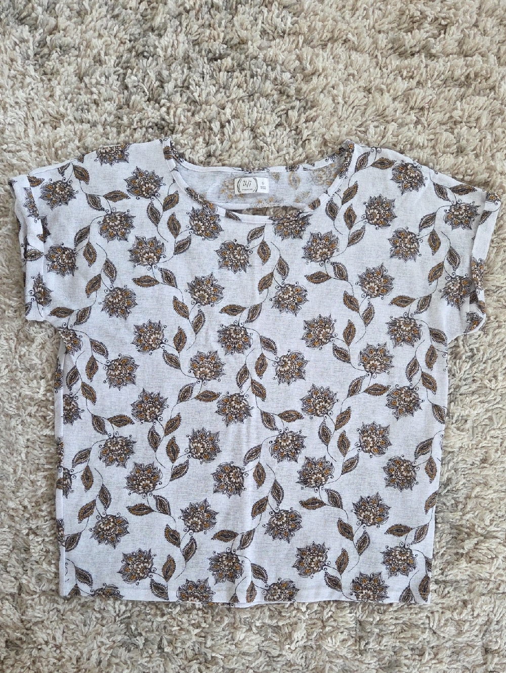 Maurices White Tee with Brown Floral Print